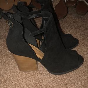Peep toe ankle strap heels